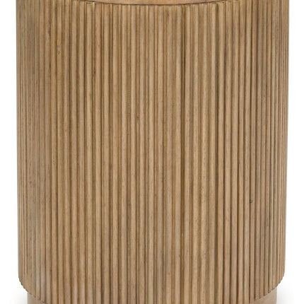 Camdill - Round End Table - Light Brown / White