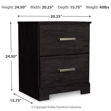 Belachime - Two Drawer Night Stand - Charcoal