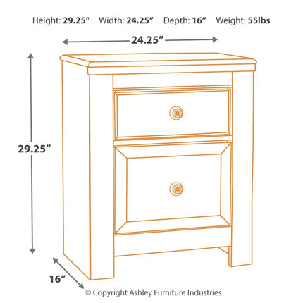 Paxberry - Two Drawer Night Stand - Whitewash