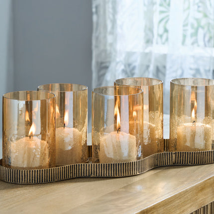 Evereton - Candle Holder - Antique Gold Finish