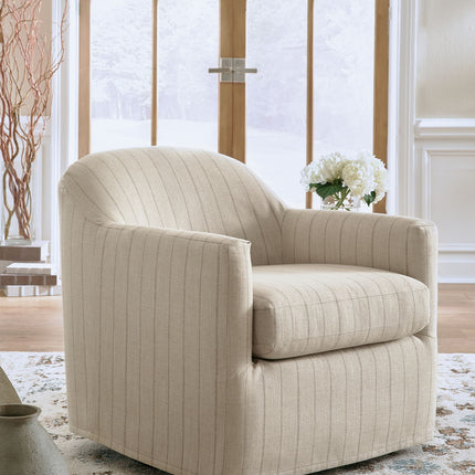Valwick - Swivel Accent Chair - Cream / Brown