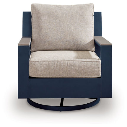 East Beach - Swivel Glider Chair With Cushion - Blue