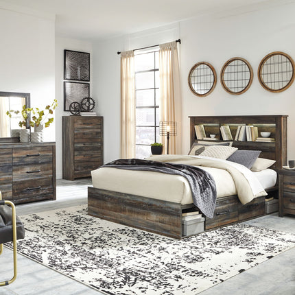 Drystan - Dresser, Mirror, Bookcase Bed Set