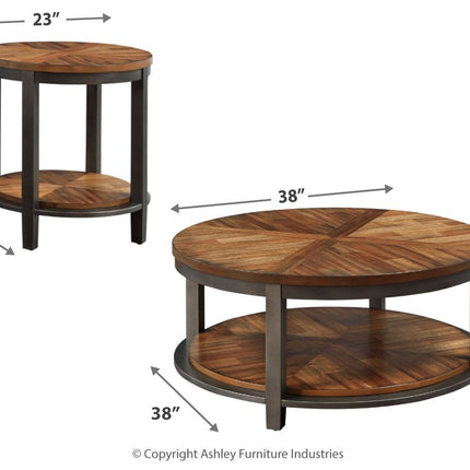 Roybeck - Occasional Table Set (Set of 3) - Light Brown / Bronze