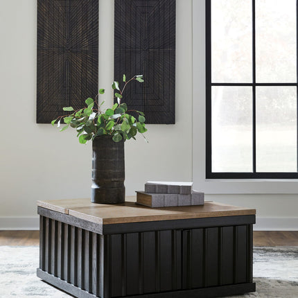 Rylandyn - Lift Top Cocktail Table - Black / Light Brown