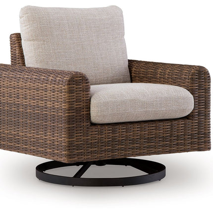 Dolan Creek - Swivel Lounge With Cushion - Gray / Brown