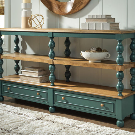 Finnworth - Console Sofa Table - Blue / Brown