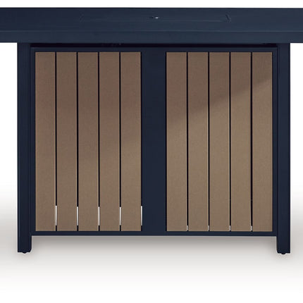 East Beach - Rectangular Bar Table With Fire Pit - Blue