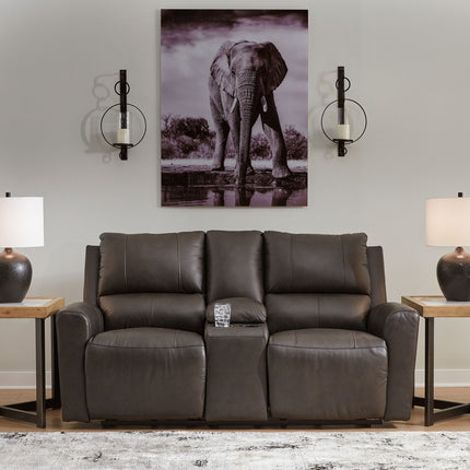 Boxmere - Dbl Power Reclining Loveseat with Console - Storm