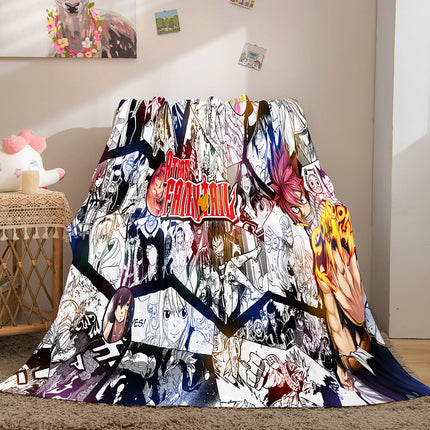 Anime Fairy Tail Flannel Caroset Throw Blanket