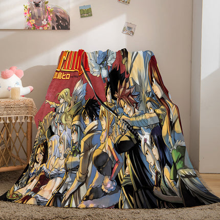 Anime Fairy Tail Flannel Caroset Throw Blanket