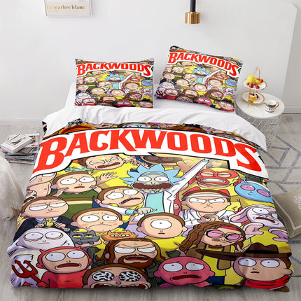 Backwoods Rick and Morty Cosplay 3 Piece Bedding Duvet Cover Sets