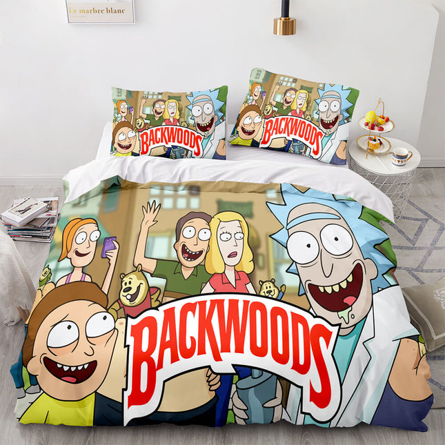 Backwoods Rick and Morty Cosplay 3 Piece Bedding Duvet Cover Sets