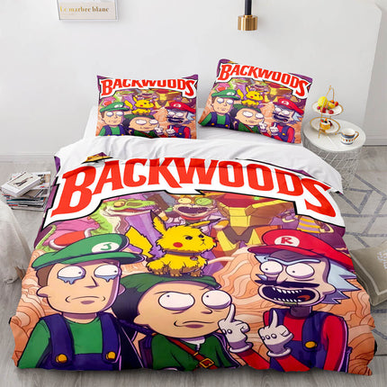 Backwoods Rick and Morty Cosplay 3 Piece Bedding Duvet Cover Sets