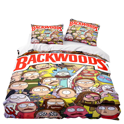 Backwoods Rick and Morty Cosplay 3 Piece Bedding Duvet Cover Sets