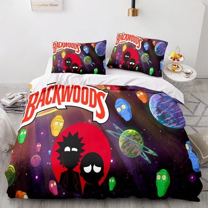 Backwoods Rick and Morty Cosplay 3 Piece Bedding Duvet Cover Sets