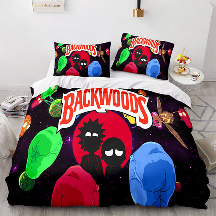 Backwoods Rick and Morty Cosplay 3 Piece Bedding Duvet Cover Sets