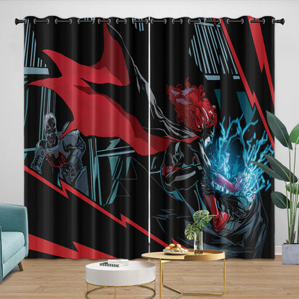 Batwoman Curtains Pattern Blackout Window Drapes Room Decoration