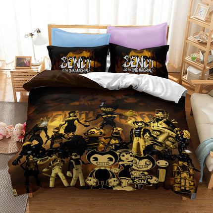 Bendy And The Ink Machine Kids Bedding Set Quilt Cover Without Filler