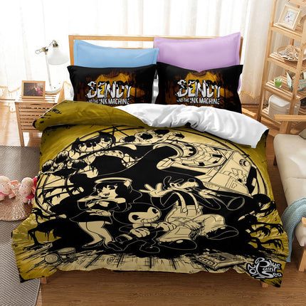 Bendy And The Ink Machine Kids Bedding Set Quilt Cover Without Filler