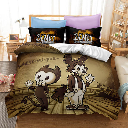 Bendy And The Ink Machine Kids Bedding Set Quilt Cover Without Filler