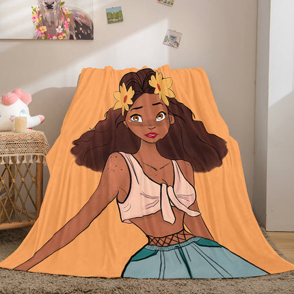 Black African Girl Flannel Blanket Throw Blanket