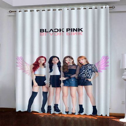BlackPink Curtains Pattern Blackout Window Drapes