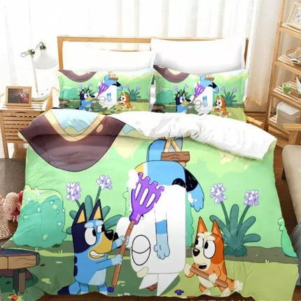 Bluey Bedding Set Pattern Kids Quilt Cover Without Filler