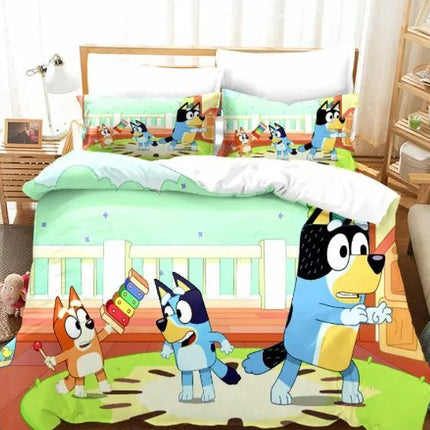 Bluey Bedding Set Pattern Kids Quilt Cover Without Filler