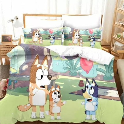 Bluey Bedding Set Pattern Kids Quilt Cover Without Filler