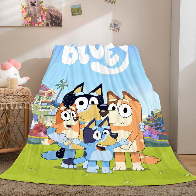 Bluey Pattern Blanket Flannel Throw Room Decoration