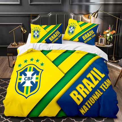 CBF Brazil France Football Team Bedding Set Quilt Cover Without Filler