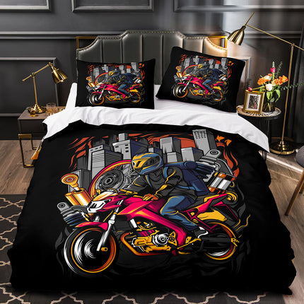Caferacer Pattern Bedding Set Quilt Cover Without Filler