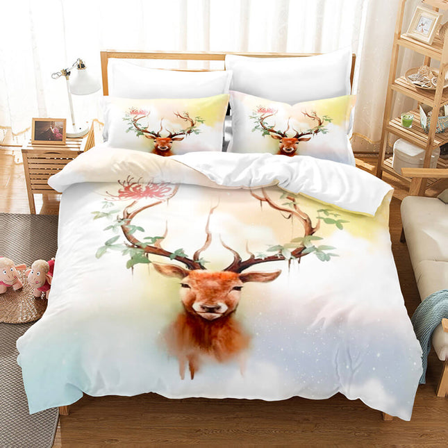 Cartoon Animal Deer Elk Bedding Set Quilt Cover Without Filler