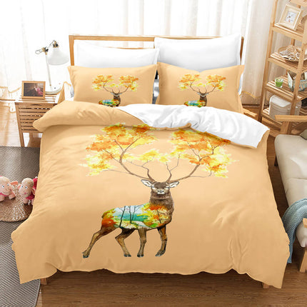 Cartoon Animal Deer Elk Bedding Set Quilt Cover Without Filler