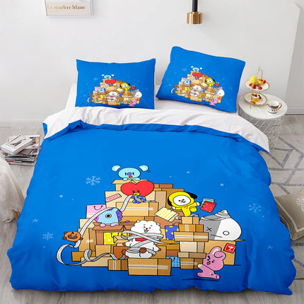 Cartoon BT21 BTS Bedding Set Quilt Duvet Cover Bedding Sets