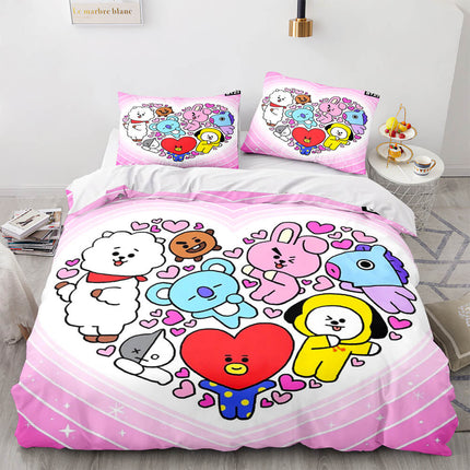 Cartoon BT21 BTS Bedding Set Quilt Duvet Cover Bedding Sets