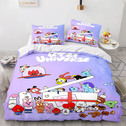 Cartoon BT21 Bedding Set Throw Quilt Duvet Cover Bedding Sets