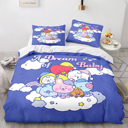 Cartoon BT21 Bedding Set Throw Quilt Duvet Cover Bedding Sets