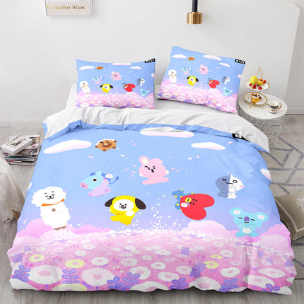 Cartoon BT21 Bedding Set Throw Quilt Duvet Cover Bedding Sets