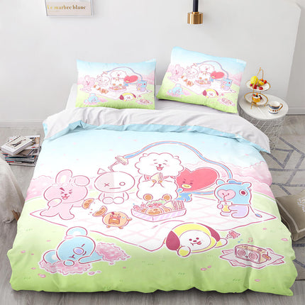 Cartoon BT21 Bedding Set Throw Quilt Duvet Cover Bedding Sets