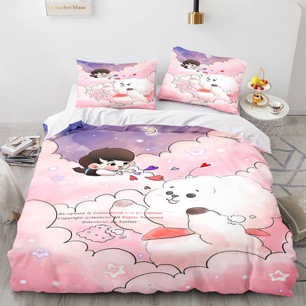 Cartoon BT21 Bedding Set Throw Quilt Duvet Covers Bedding Sets