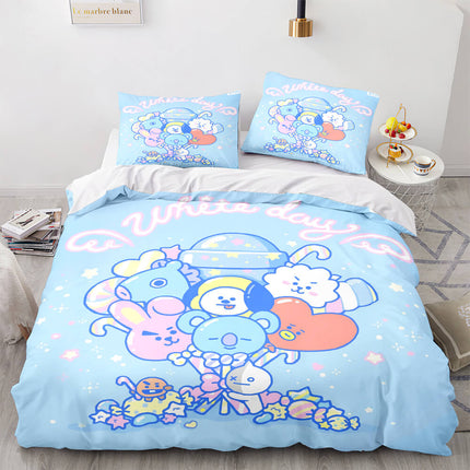 Cartoon BT21 Bedding Set Throw Quilt Duvet Covers Bedding Sets