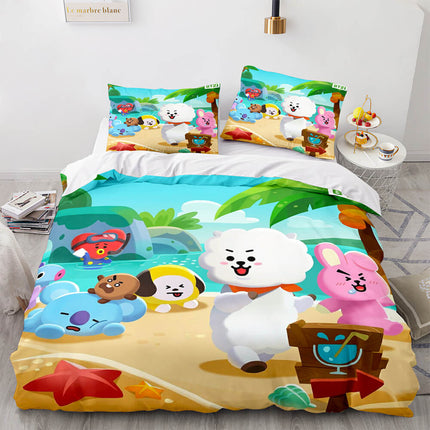 Cartoon BT21 Bedding Set Throw Quilt Duvet Covers Bedding Sets