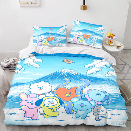 Cartoon BT21 Bedding Set Throw Quilt Duvet Covers Bedding Sets