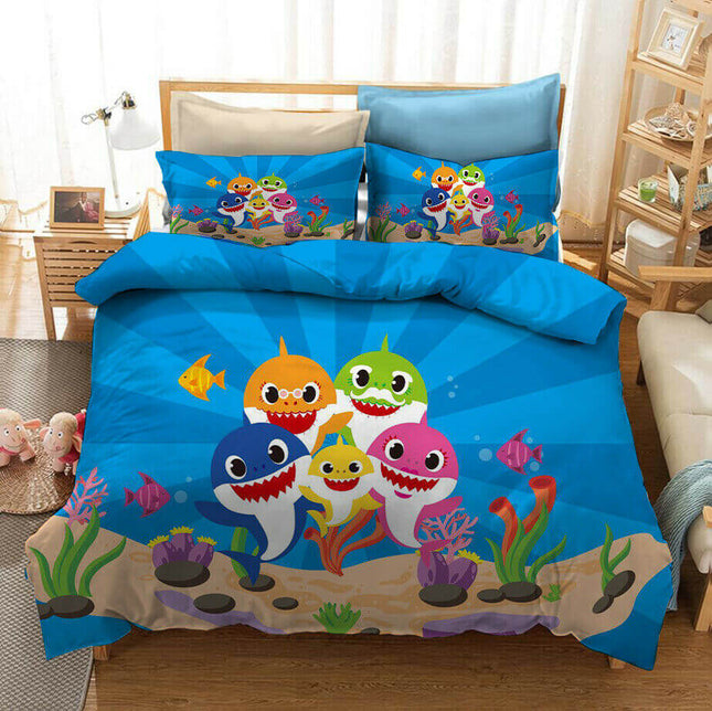 Cartoon Baby Shark Bedding Set Kids Quilt Cover Without Filler