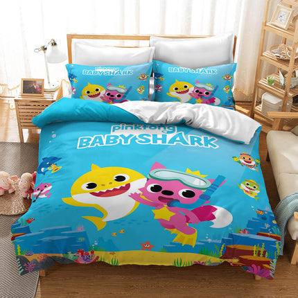 Cartoon Baby Shark Bedding Set Kids Quilt Cover Without Filler