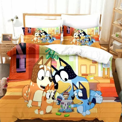 Cartoon Bluey Bedding Set Pattern Kids Quilt Cover Without Filler
