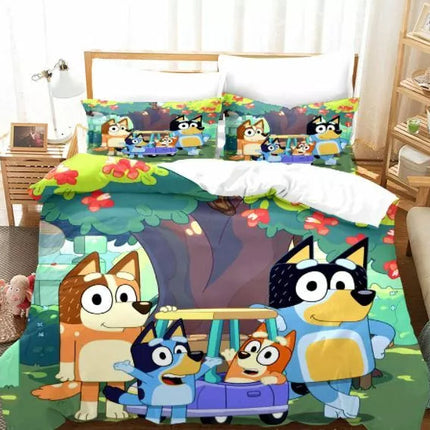 Cartoon Bluey Bedding Set Pattern Kids Quilt Cover Without Filler
