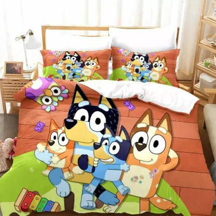 Cartoon Bluey Bedding Set Pattern Kids Quilt Cover Without Filler